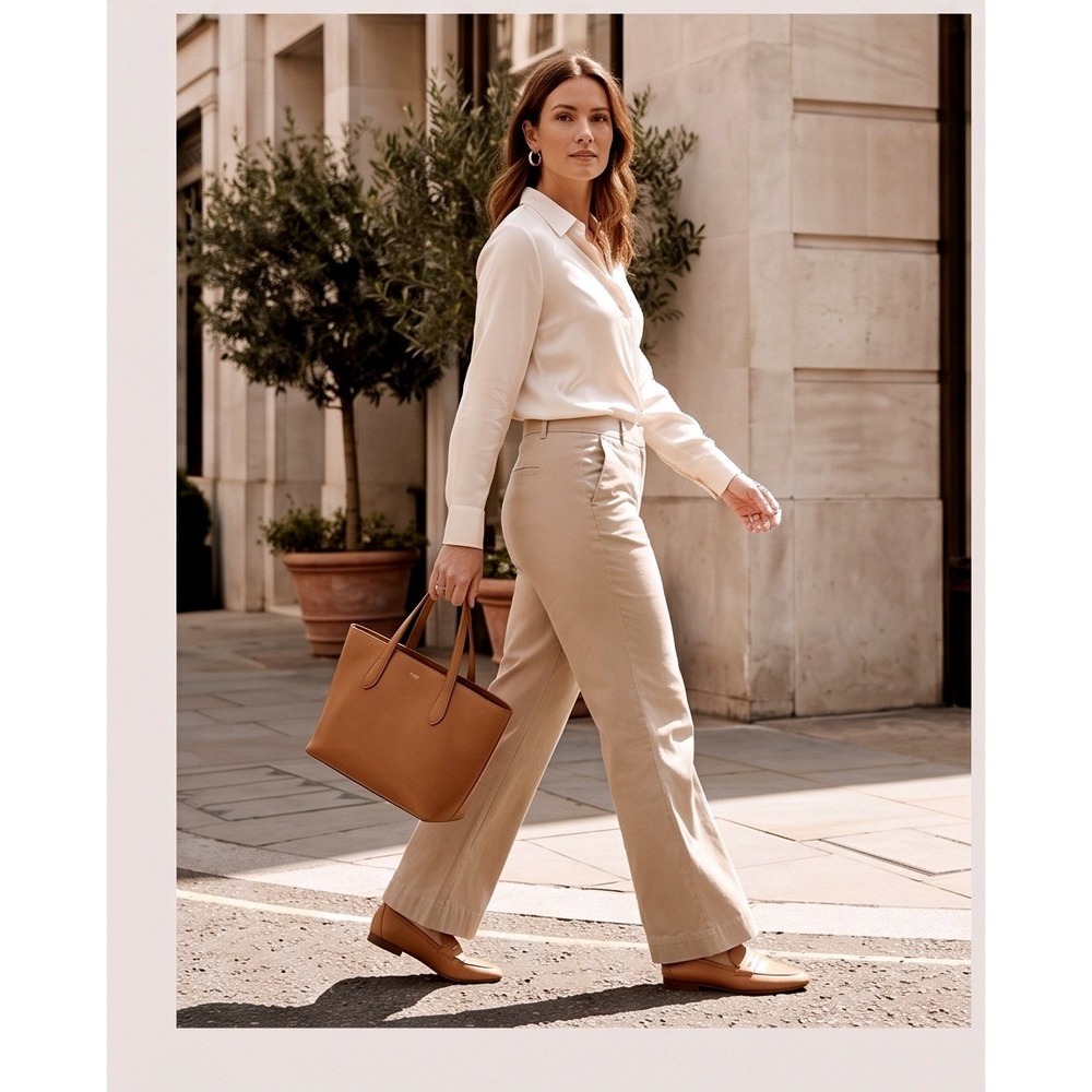Lane Bryant Tan Khaki Wide Leg Trousers Pants 24 Short Beige Rayon Blend Stretch
